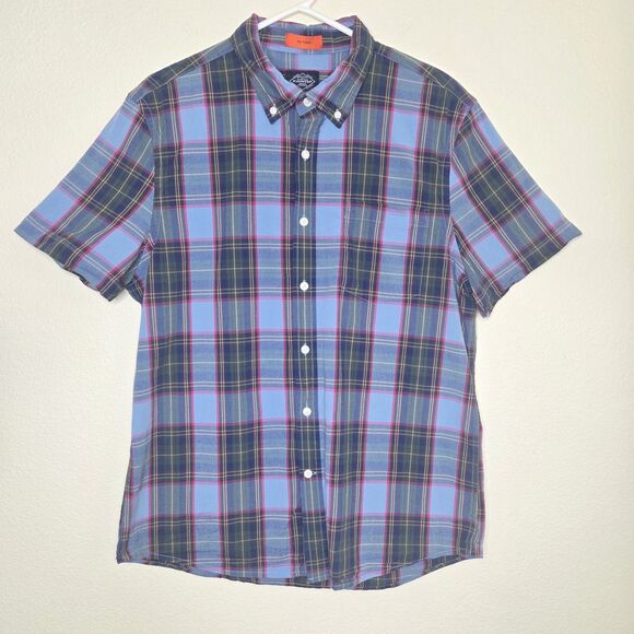 St. John's Bay Comfort Flex No Tuck Button-Down Preppy  Plaid Shirt Men LG Multi - Picture 1 of 8